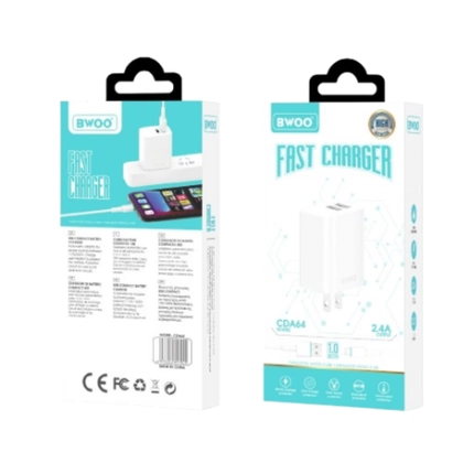 Sạc BWOO 2 cổng USB-A kèm cáp Type-C US CDA64VC 2